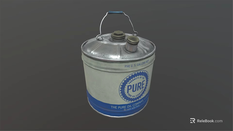 Vintage Metal Oil Can Featuring PURE Branding And Blue Silver Finish 3d model 