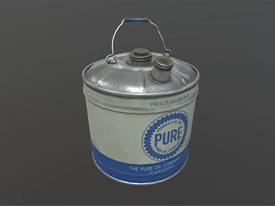 Vintage Metal Oil Can Featuring PURE Branding And Blue Silver Finish 3d model
