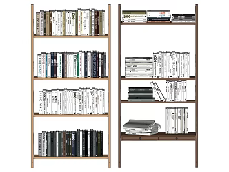 Modern Bookshelf Book Ornaments Combination 3d model