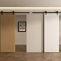Sliding Barn Doors in Wooden and White Design for Modern Interior Home Decor