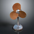 Vintage Electric Fan with Three Rustic Blades and Metal Base Retro Design