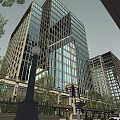 Modern High Rise Office Building Featuring Glass Curtain Walls And Surrounding Trees