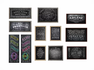 Vintage Label Designs With Various Retro Typography And Classic Logos 3d model