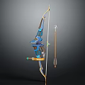 Blue And Gold Decorative Bow With Arrow And Intricate Design Details