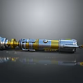 Detailed 3D Rendered Lightsaber Weapon With Silver And Gold Metallic Hilt Components