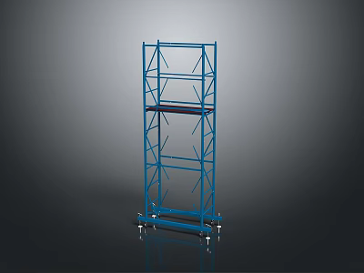 Sturdy Blue Mobile Scaffolding Unit With Lockable Wheels For Construction Work 3d model