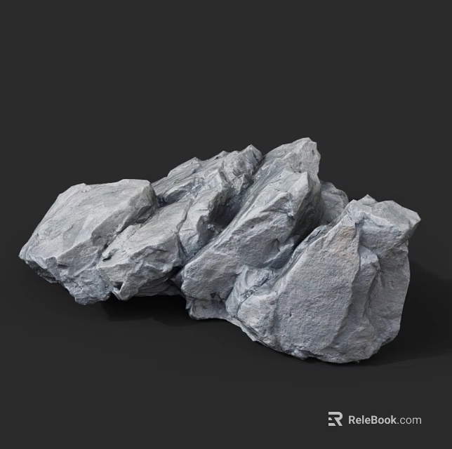 Natural Gray Stones and Wooden Elements in Decorative Display Arrangement 3d model 