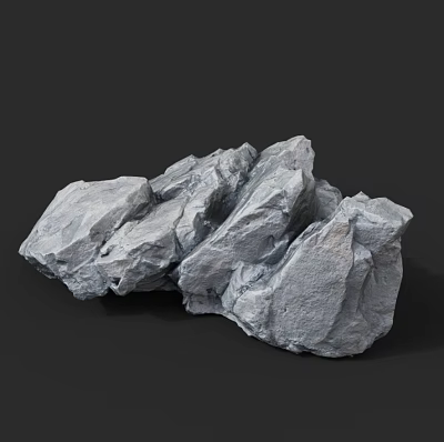 Natural Gray Stones and Wooden Elements in Decorative Display Arrangement 3d model
