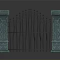 Modern Iron Gate Design With Ornate Carved Pillars And Intricate Metal Work