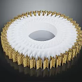 White And Gold Decorative Circular Hat With Intricate Floral Pattern Design 3d model