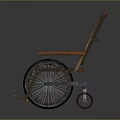 Vintage Style Wheelchair With Wooden Frame Woven Rattan Backrest And Large Wheels