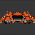 Orange Spider Like Robot Design With Multiple Mechanical Legs And Round Body 3d model