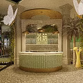 Elegant Restaurant Interior With Butterfly Decor Green Plants Palm Trees And Warm Lighting