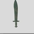 Ancient Bronze Weapon Sword With Long Blade Green Rust And Decorative Hilt