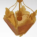 Elegant Intricate Golden Chandelier With Woven Openwork Structure And Decorative Ball