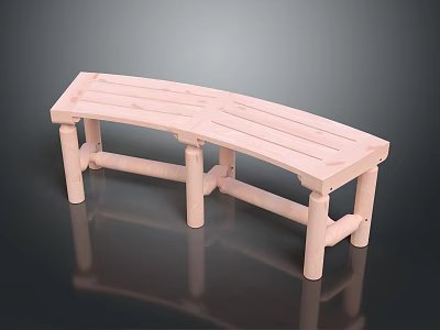Light Wooden Outdoor Chair With Curved Slatted Seat And Sturdy Legs 3d model