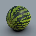 Single Whole Fresh Ripe Juicy Watermelon With Green Yellow Striped Exterior