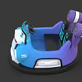 Colorful Kids Bumper Car With Blue Purple Body Steering Wheel And Neon Lights