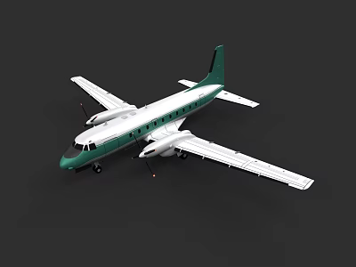 Green And White Twin Engine Passenger Airplane With Extended Wings And Fuselage Design 3d model