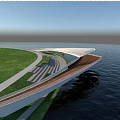Curved viewing platform viewing corridor landscape bridge 3d model