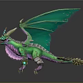 Green Dragon Game Movie Character With Vibrant Wings Sharp Horns And Colorful Scales
