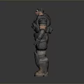 Game Movie Character In Heavy Armor With Blue Glowing Accents And Tactical Gear