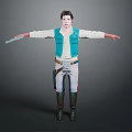 Adventurous Character With Teal Vest White Long Sleeve Gray Pants And Weapon Arms Outstretched