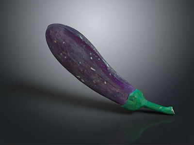 Fresh Purple Eggplant with Green Stem and Smooth Skin on Dark Background 3d model