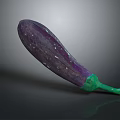 Fresh Purple Eggplant with Green Stem and Smooth Skin on Dark Background
