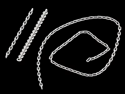 Decorative Silver Chains With Intricate Links On Black Background 3d model