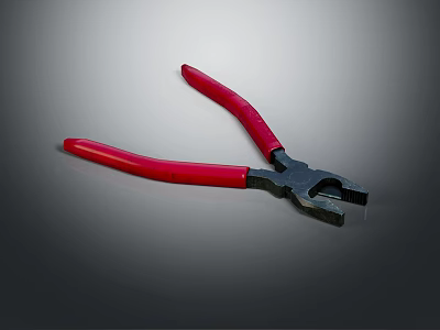 Professional Hardware Tool Pliers with Durable Red Handles for Home Improvement Projects 3d model