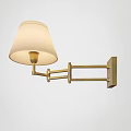 Modern Brass Wall Sconce With Beige Fabric Shade And Adjustable Arm 3d model