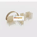 Modern Golden Perforated Room Dividers With Arched And Rectangular Structure 3d model