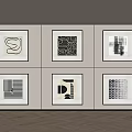 Black and White Abstract Wall Art Six Framed Paintings in Modern Interior Decor