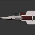 Sleek White And Dark Red Spaceship Featuring Transparent Cockpit And Twin Wings