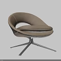 Modern Brown Leather Sofa Stool With Metal Base And Stitching Details