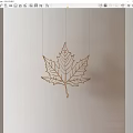 Golden Metal Maple Leaf Wireframe Hanging Ornament For Light Wall Background 3d model