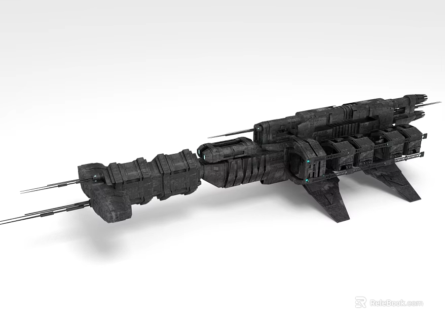 Futuristic Sci-Fi Spaceship Design With Detailed Mechanical Components Long Protruding Parts And Leg Supports 3d model 
