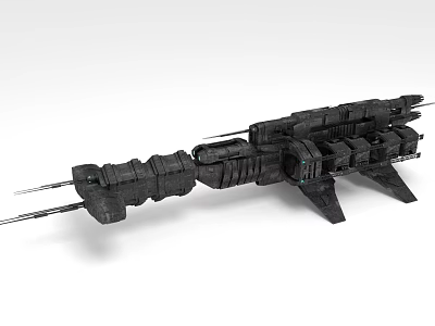 Futuristic Sci-Fi Spaceship Design With Detailed Mechanical Components Long Protruding Parts And Leg Supports 3d model