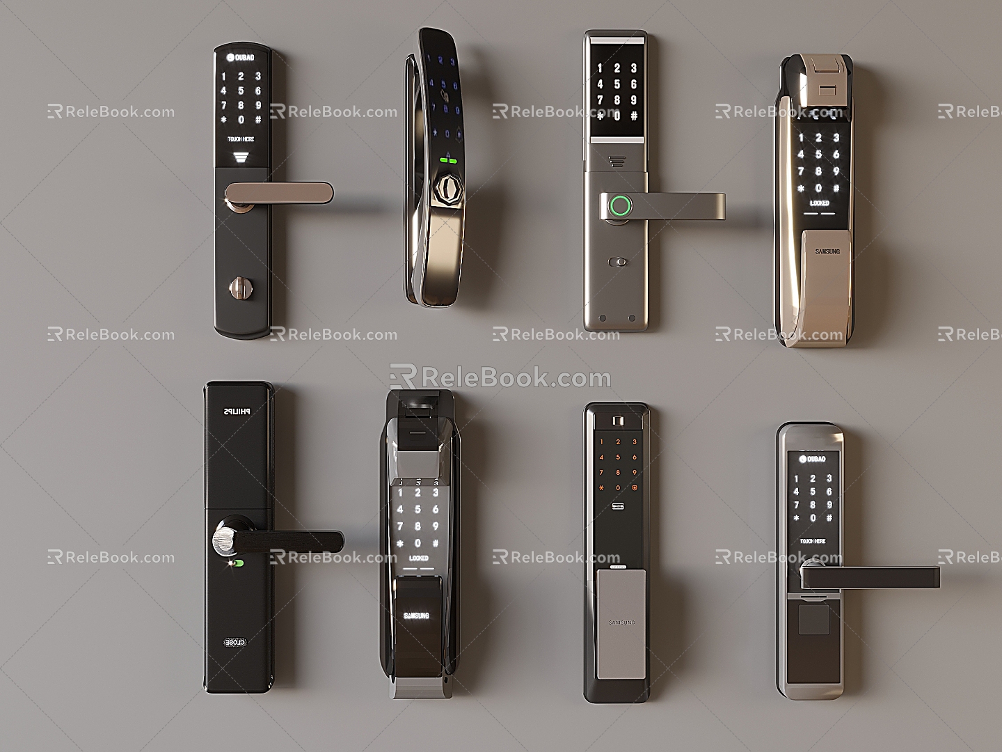 Modern intelligent electronic lock fingerprint password lock visual electronic lock 3d model