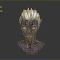 3D Game Character Model Featuring White Spiky Hair Purple Skin Pointed Ears And Forehead Mark