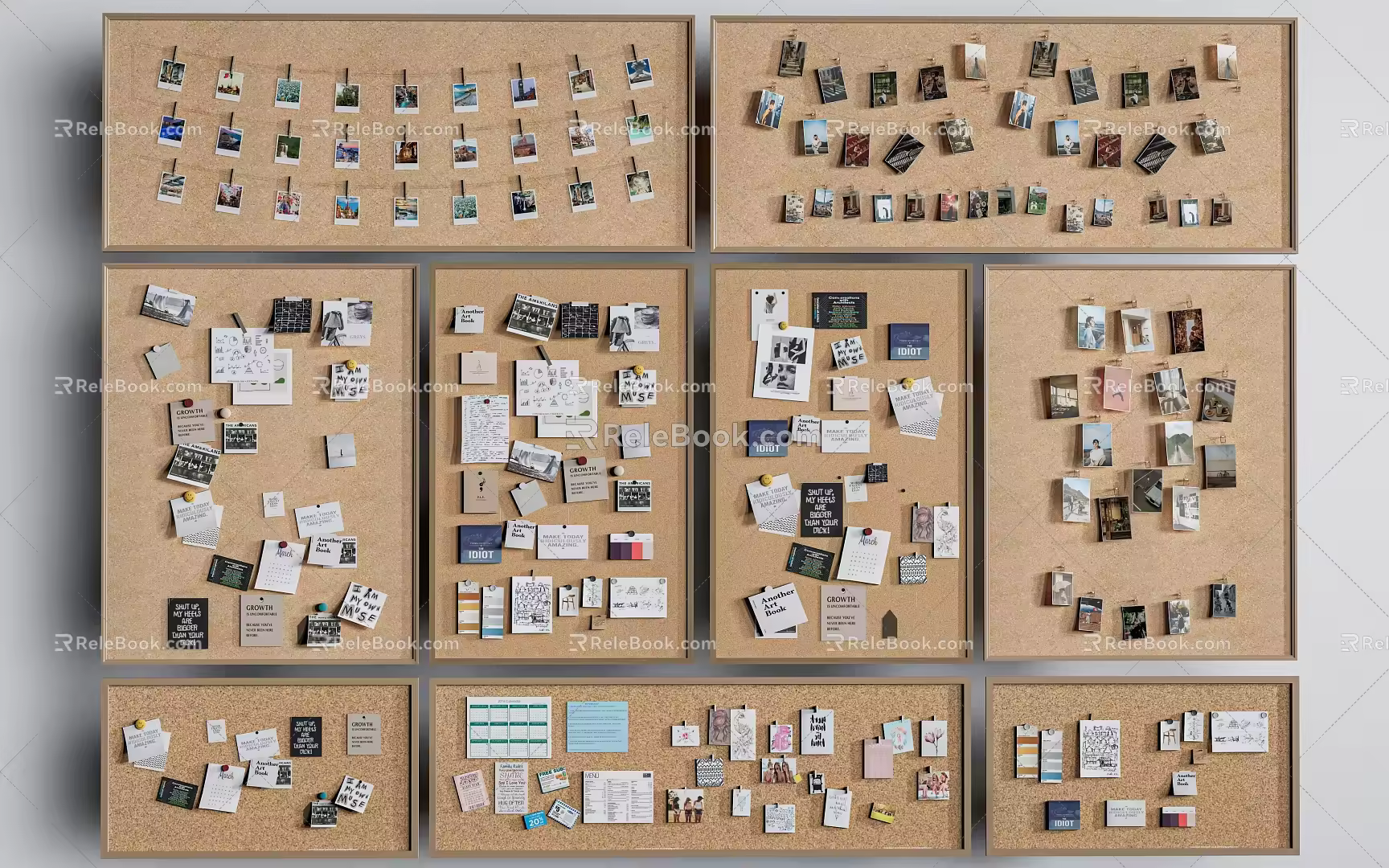 Cork board message board photo wall note wall 3d model