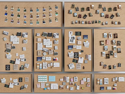 Cork board message board photo wall note wall 3d model