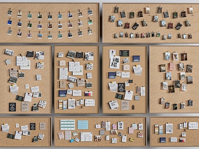 Cork board message board photo wall note wall 3d model