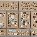Cork board message board photo wall note wall 3d model