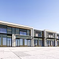 Modern Commercial Street With Glass Facades Storefronts And Outdoor Plaza Design