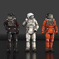 Multiple Astronauts In Different Colored Suits Standing In A Row