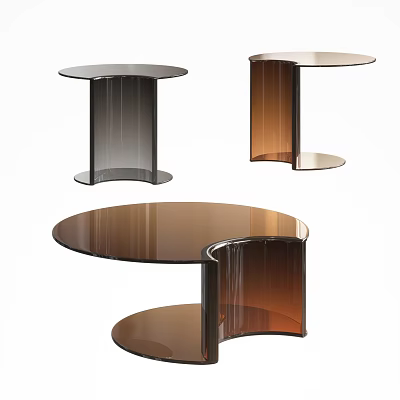 Modern Coffee Tables Featuring Glass Tops And Unique Curved Metal Base Designs 3d model