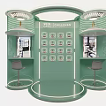 Light Green Beauty Hair Salon Booth With Display Shelves And Styling Chairs