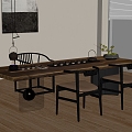 Modern Tea Table and Chair Combination Solid Wood Tea Table Tea Table 3d model